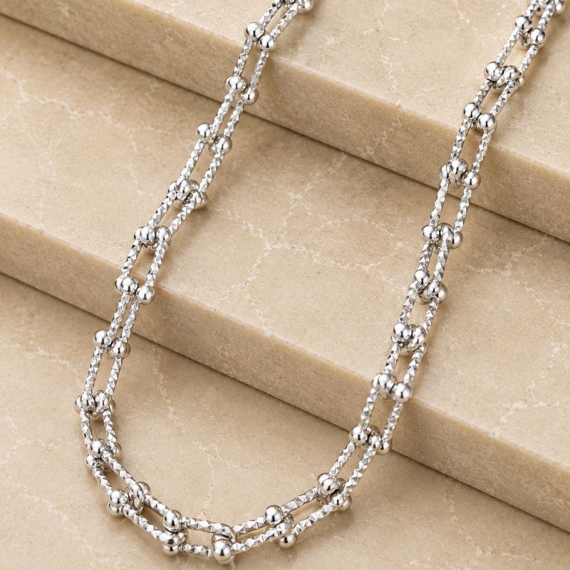Colar elo inspiração tiffany  texturizado steel