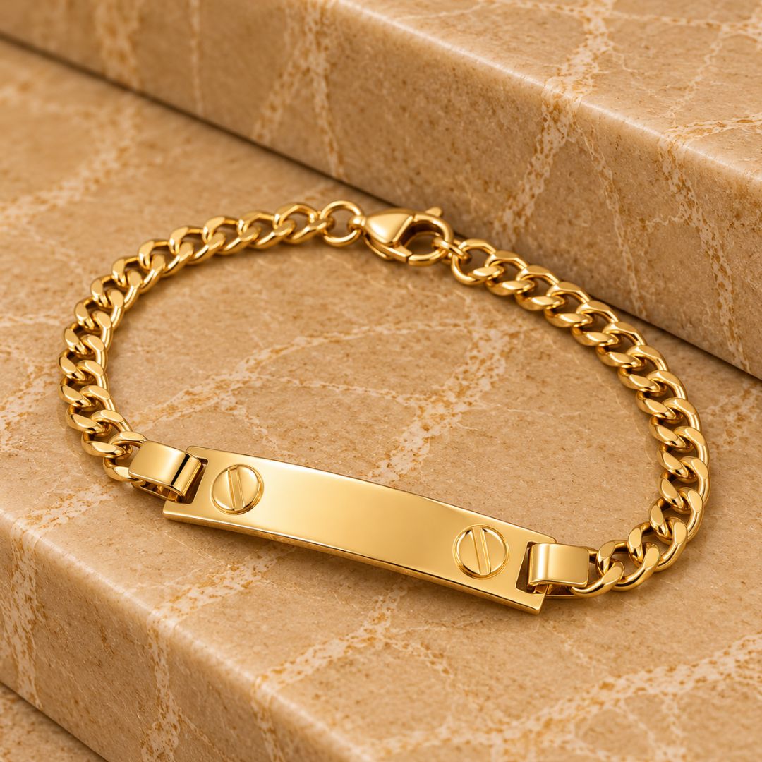Pulseira infantil grumet placa detalhe parafuso