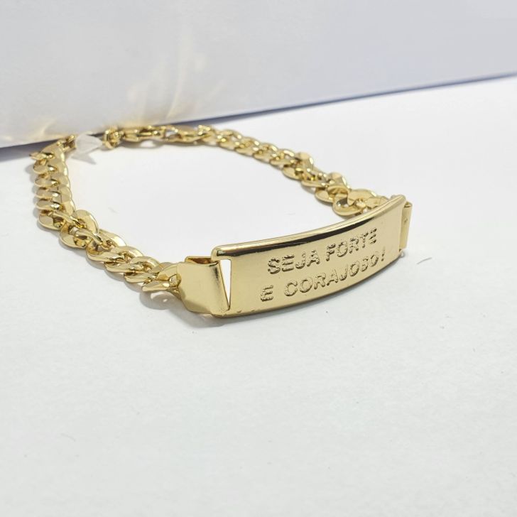 PULSEIRA GRUMET  COM PLACA SEJA FORTE E CORAJOSO