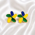 Brinco esmaltado flor cores do brasil (verde, amarelo, azul)