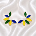 BRINCO ESMALTADO CORES DO BRASIL (AMARELO, VERDE, AZUL) FORMATO PÉTALAS
