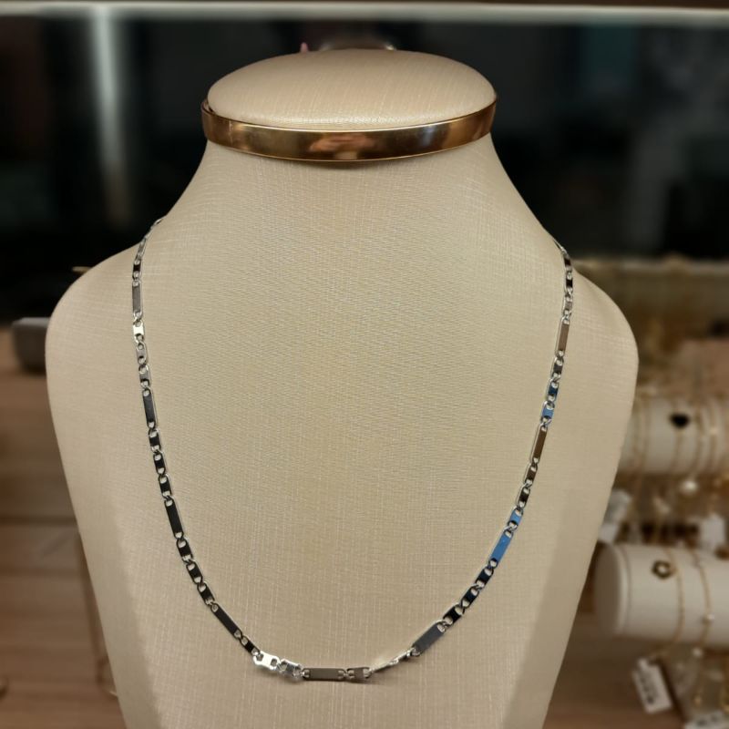Corrente masculina elo retangular achatado steel
