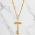 COLAR VENEZIANA COM PINGENTE CRUZ  PROSPERE CHAVE MASCULINA