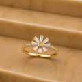 Anel flor cristal retangular