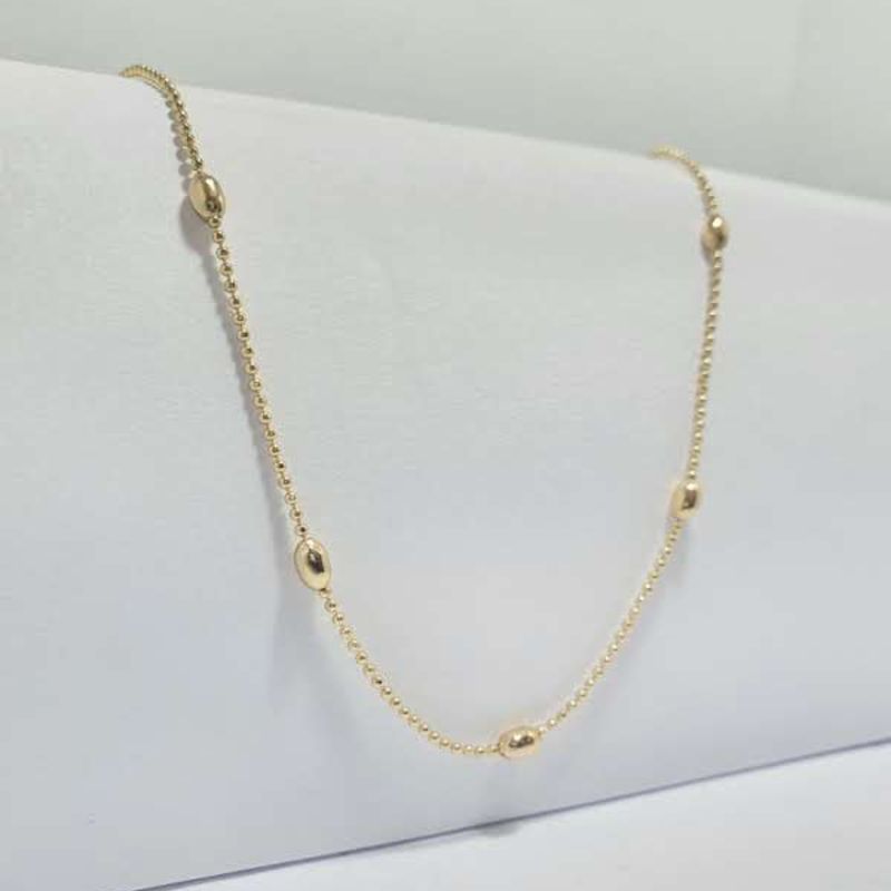 COLAR BOLINHAS COM ELO OVAL MACIÇO