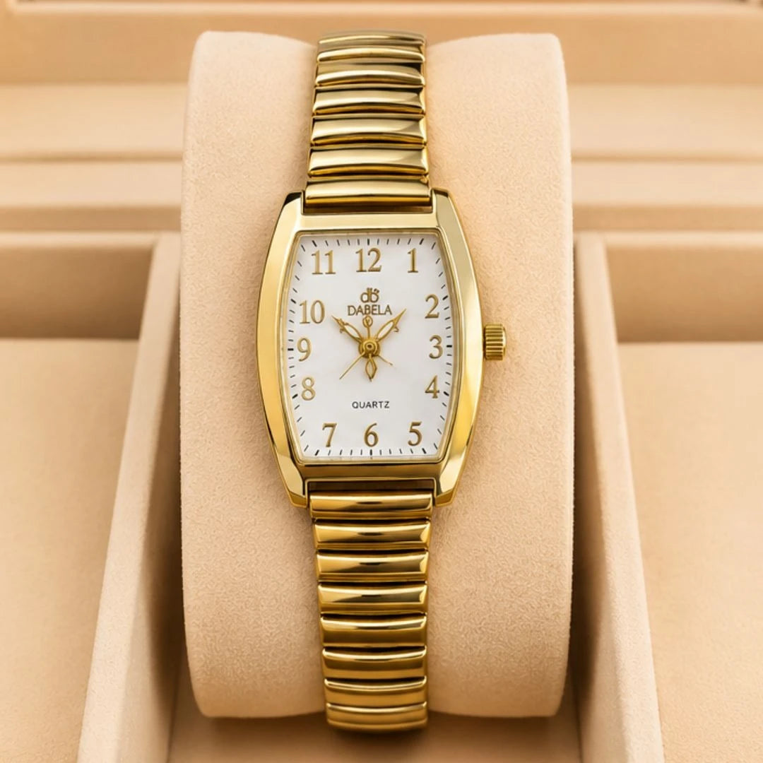 Relógio Dabela Mulher Única dourado com mostrador branco