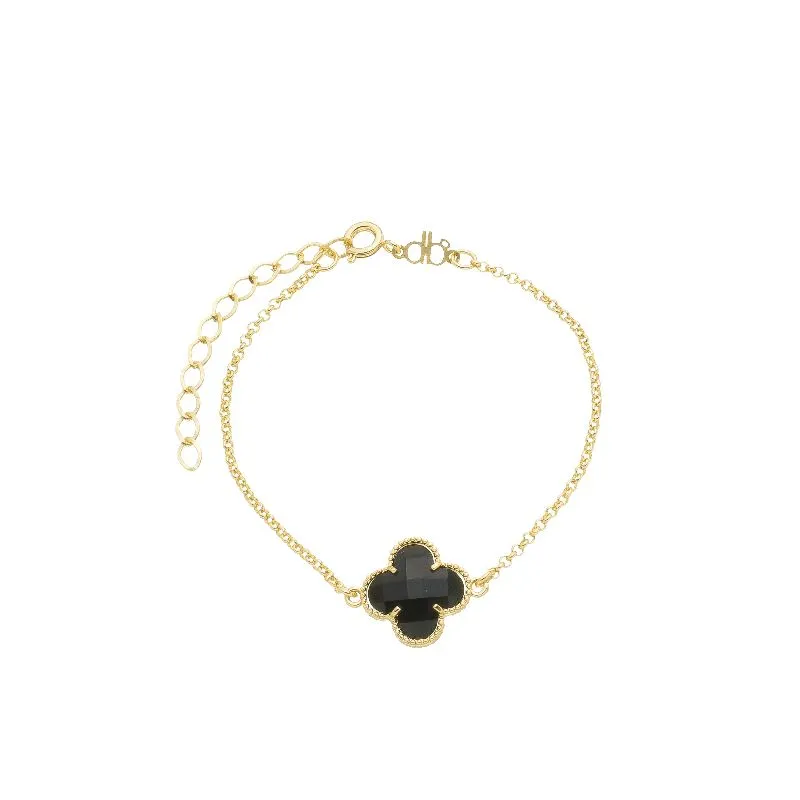 PULSEIRA COM UNICA PEDRA COM TREVO COR PRETO